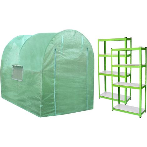 Polytunnel Greenhouse Walk In Galvanised Racking Windows Doors