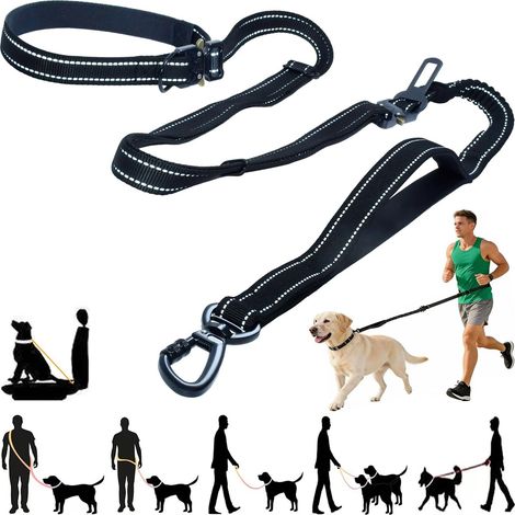 Bungee Hands Free Anti-Pull Lead 2.9 m Black for Large Dogs (1/5)