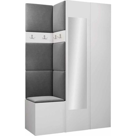 Conjunto para recibidor Pinis XXVI, Manila 16, 186x116x46cm, Espejo, Aglomerado laminado, Tapiz, Colocada, Montada en la pared
