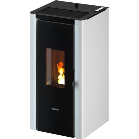 stufa a pellet ermetica freepoint "indigo 7 t2" bianco 7 kw