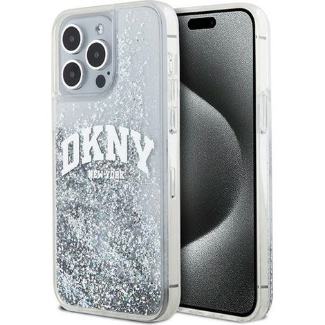 Custodia DKNY Liquid Glitter Big Logo per iPhone 15 Pro (bianca) (1/5)