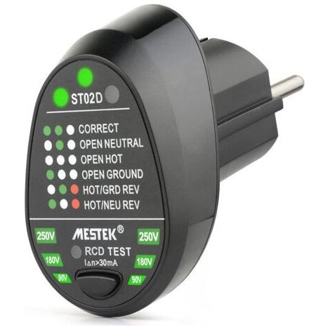 Testeur de prise électrique, testeur de sortie de détecteur de polarité RCD, test automatique de fil de terre direct neutre (prise ue) (1/5)
