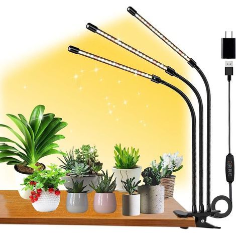 Lampe Horticole LED, Lampe De Croissance Pour Plantes DIntérieur, 3000k/5000k/660nm Lampe LED Horticole Spectre Complet 3 Têtes (1/4)