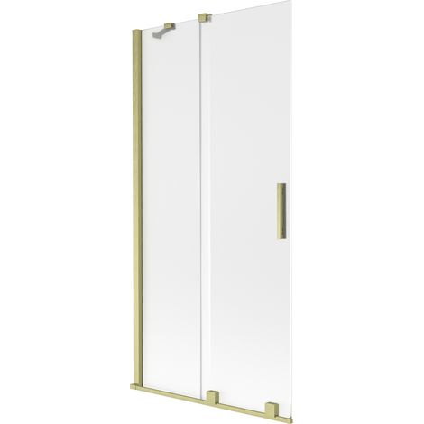 Mexen Velar mampara de ducha de 2 hojas correderas 95 x 150 cm, escarchado, dorado cepillado - 896-095-000-31-55 (1/2)