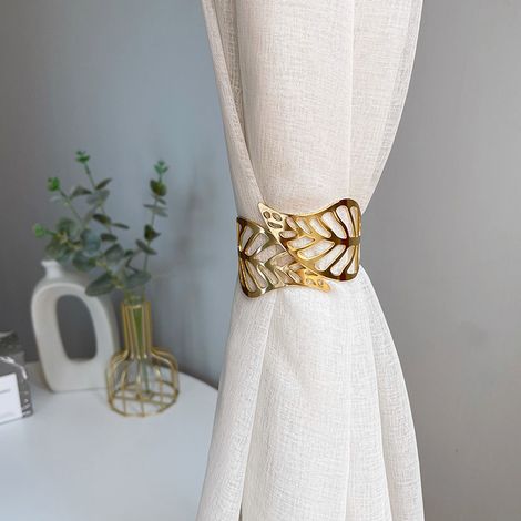 Pince à rideau avec motif feuille d'or 1 embrass de rideau Pince à rideau en métal Attache pour rideau (1/5)