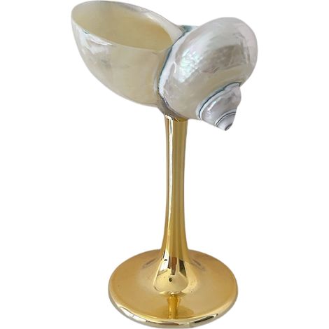 Verre à vin à pied en coquillage naturel, verre artistique en coquillage irrégulier, décoration intérieure.