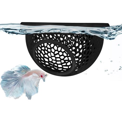 Cachette betta flottante et grotte de crevettes, hamac d'aquarium imprimé en 3D, anneau d'alimentation de réservoir multifonction et repos de feuille, décoration sans danger pour poissons betta et cre (1/5)