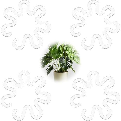 Ensemble de 4 supports de tiges de plantes en forme de fleur, accessoires de maintien et de fixation pour plantes d'intérieur, supports verticaux pour tiges de plantes, transparents (1/5)