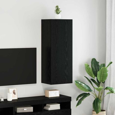 Meuble TV mural-Banc TV-Meuble Télé Chêne noir 40,5 x 30 x 102 cm Bois d'ingénierie (1/5)