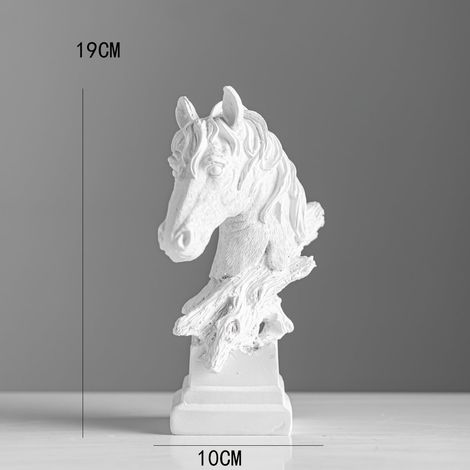 Tête De Cheval - Figurine En Résine Blanche - Décoration Intérieure Pour Salon Salle À Manger - 1 Pièce