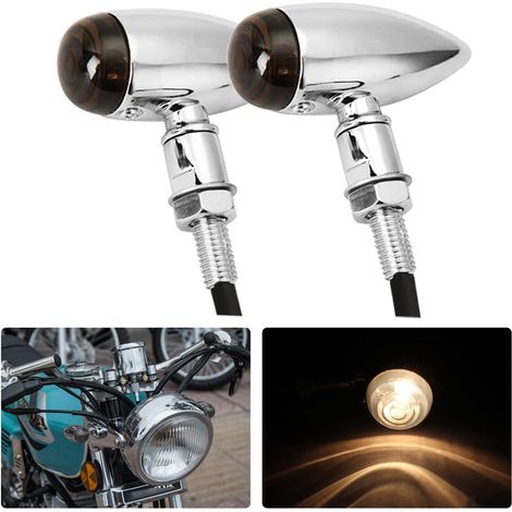2 clignotants de moto, jaunes, sphériques, 12 V (1/5)