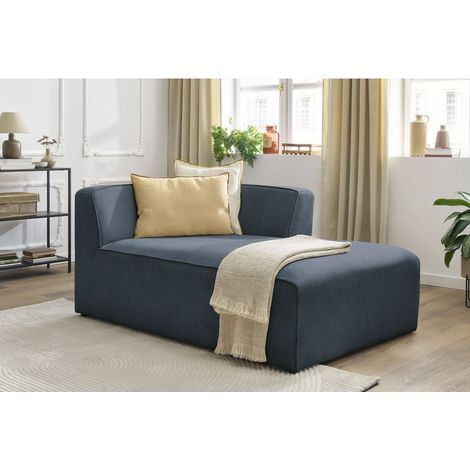 BOBOCHIC - Méridienne pour canapé modulable MEGEVE tissu chiné Angle droit  Bleu foncé (1/5)