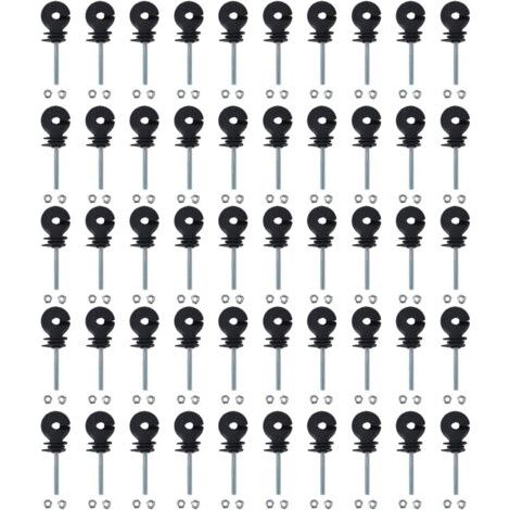 50 aisladores para cercas eléctricas. Aisladores roscados para cercas eléctricas utilizadas en ganadería. Accesorios para sistemas de cercas. Tubos cuadrados, tubos redondos y conectores angulares.