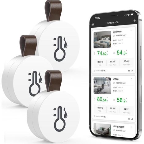 3er-Set Bluetooth 5.0 Thermometer-Hygrometer, drahtlose App-Steuerung, präzises Temperatur- und Feuchtigkeitsmessgerät (1/5)