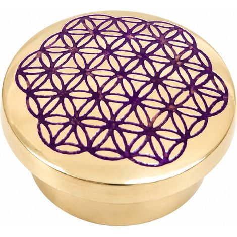 Caja portaincienso de latón dorado flor de la vida 5 cm (1/5)