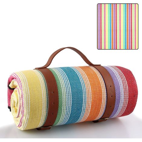 Couverture de Pique-Niques, Tapis de Pique-Nique,200X200cm Couverture de Plage Anti Sable, Grande Pliable Portable Tapis de Plage Imperméable, pour Jardin Camping Plage (1/5)
