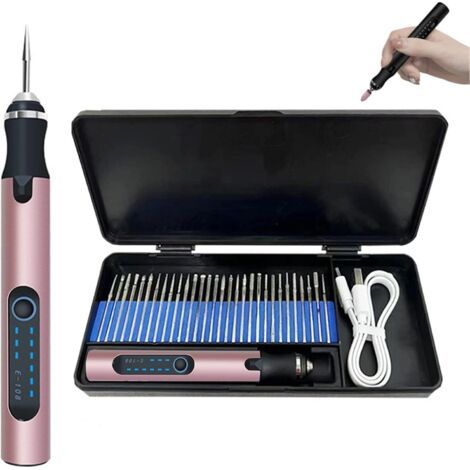 Stylo Graveur - Graveur Electrique Portable Professionnel, Précision Maximale pour Métal, Bois, Verre, Plastique,XU, USB Rechargeable, Idéal DIY et Création (Or rose) (1/4)