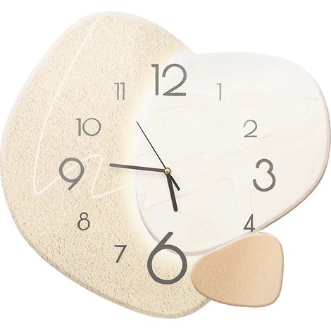 Wanduhr, geräuschloses Uhrwerk, elegantes 3D-Steindesign, hellgold (1/2)