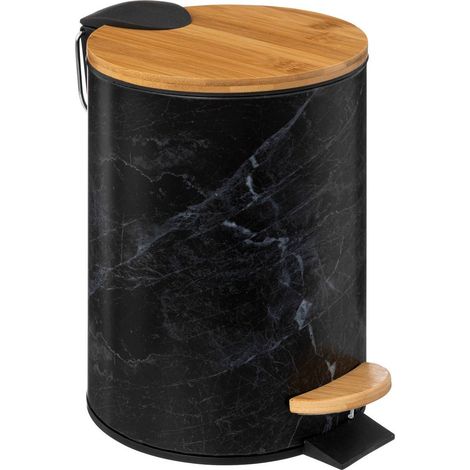 Cestino in metallo lea soft close 3l effetto marmo nero - 5five