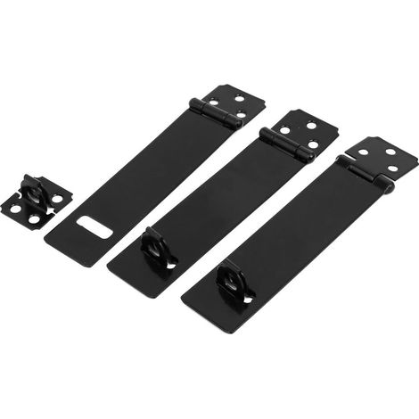 6'' Lange Schränke Sicherheitsschloss Türschloss Metallhaspel Klammer Set Schwarz 3tlg (1/2)