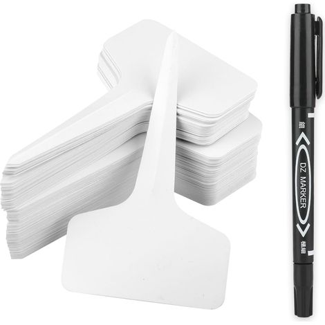 300 pièces étiquettes pour plantes potager, étiquette semis plastique, et stylo, pour jardin exterieur rétiquettes à herbes, blanc (1/5)