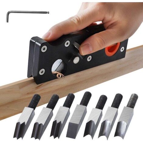 Raboteuse à Chanfrein Rabot d'angle de Menuiserie, rabot manuel pour le travail du bois, rabot à chanfreiner bois pour chanfreiner et couper le bois (planer7cutters) (1/4)