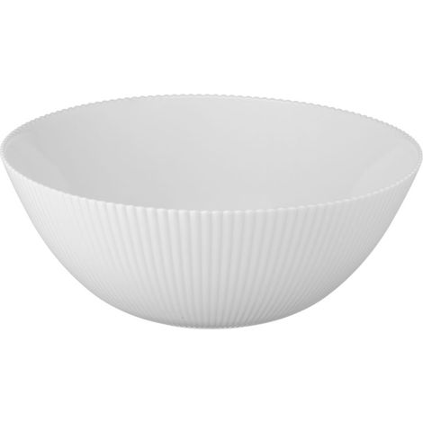 Bol redondo AURORA 20,3 cm vidrio blanco opalino estructura acanalada (1/3)