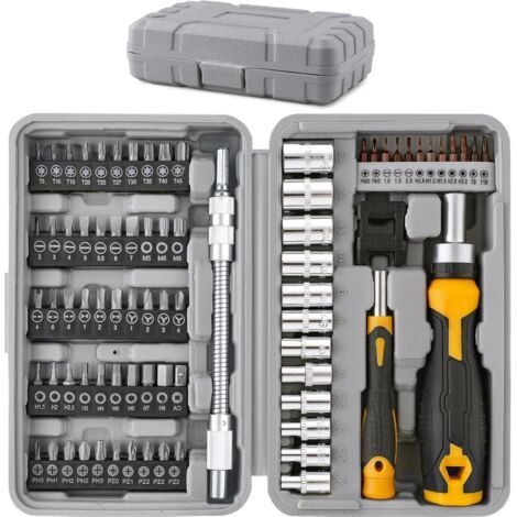 Coffret d'embouts de tournevis multi-embouts de 79 pièces avec douilles 1/4\ (1/4)