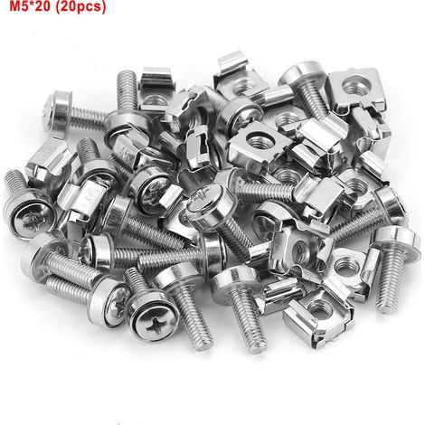 Kit de 20 vis M5x20mm et écras-nuts pour baies réseau et racks (1/5)