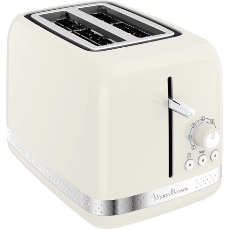 Moulinex – Grille-pain 2 fentes à largeur variable 850W – 7 niveaux de dorage – Fonction décongélation et réchauffage – Tiroir ramasse-miettes amovible