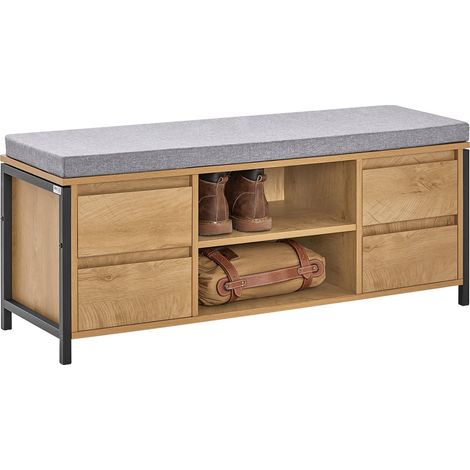 Banco Zapatero Banco de Almacenamiento con 2 Estantes Abiertos y 4 Cajones 110 x 35 x 45 cm FSR149-N SoBuy ES