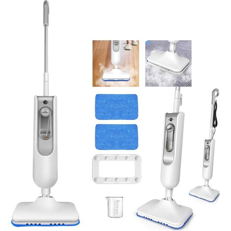 Vadrouilles à vapeur et nettoyeurs à vapeur portatifs-adaptés aux sols, tapis, fenêtres, tissus d'ameublement, cuisines et salles de bains - y compris 2 vadrouilles, réservoir d'eau de 400 ml