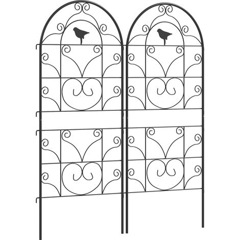 Rankgitter Metall 2er Set zum Stecken rostfrei Rankhilfe mit Vogeldesign für Kletterpflanzen 50x120 cm Spalier für Zimmerpflanzen Pflanzenspalier für Tomaten Blumen Kletterpflanzen Schwarz