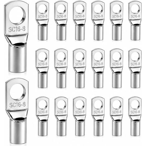 20 PCS 16mm² Cosses Tubulaires M8 Cosses Annulaires SC, Cosses de Câble Tubulaires 16 mm² Pour Installation électrique, Cosse à Sertir Pour Batterie, Voitures, Vélos et Boîtes de distribution (1/5)