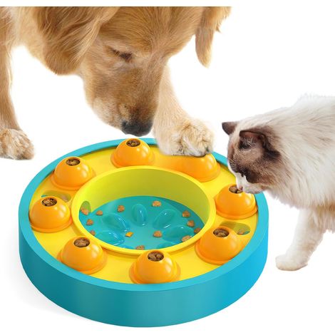 Juguetes interactivos para perros para una alimentación lenta, juguetes rompecabezas 2 en 1 con dispensador de premios para perros y gatos, comederos para perros, entrenamiento de inteligencia, alimen (1/5)