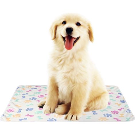 Tapis d'intérieur chaud à motif pattes et os pour chien et chat, coussin d'automne et d'hiver (beige 76x52cm) (1/5)