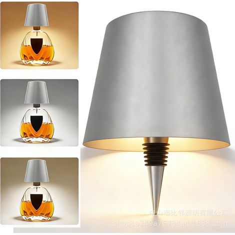 Lampe de bouteille sans fil, lampe de table LED rechargeable, veilleuse d'ambiance, lampe de bouteille rechargeable tricolore pour bars et restaurants (choix premium)