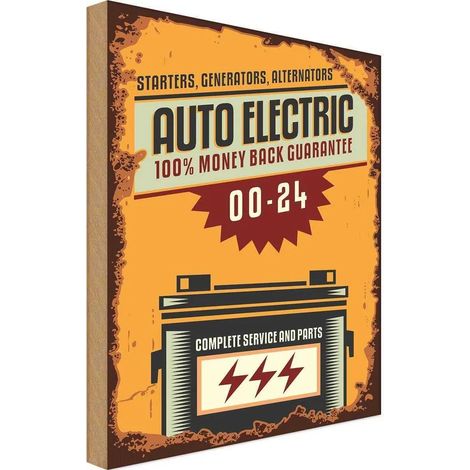 Panneau en bois 40x30 cm Pièces détachées automobiles électriques 00-24 (1/4)