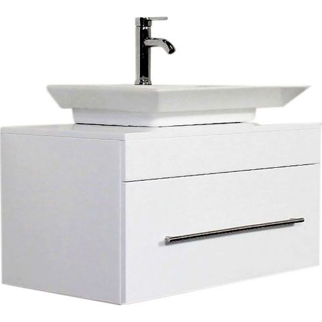 Badmöbel Pegasus 80cm weiss hochglanz mit Aufsatzwaschbecken