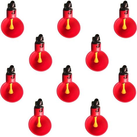 10 bebederos automáticos de plástico para aves de corral, para gallinas y codornices. (1/4)
