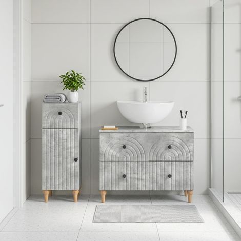 vidaXL 2 Piece Bathroom Cabinet Set ALKMAAR Concrete Grey (1/5)