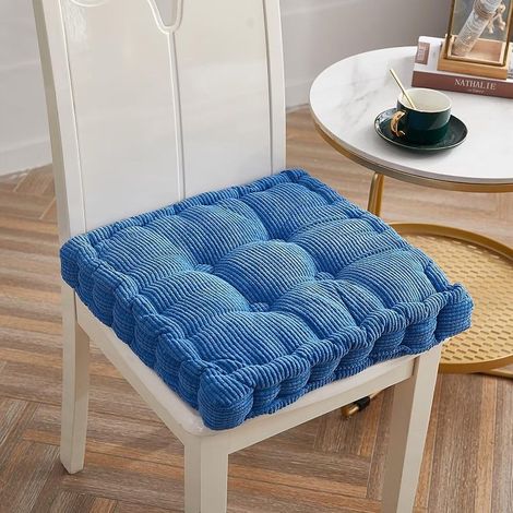 coussins de chaise - 40 x 40 cm - Pour l'intérieur et l'extérieur - En coton - Rembourré - Coussin de sol fixe - Coussin de yoga, lit pour animal domestique - Bleu saphir (1/5)