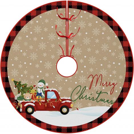 Jupe de sapin de Noël 2026, décorations de Noël, jupe de sapin imprimée dessin animé, tablier de base pour sapin de Noël - Diamètre 120 cm - B-7