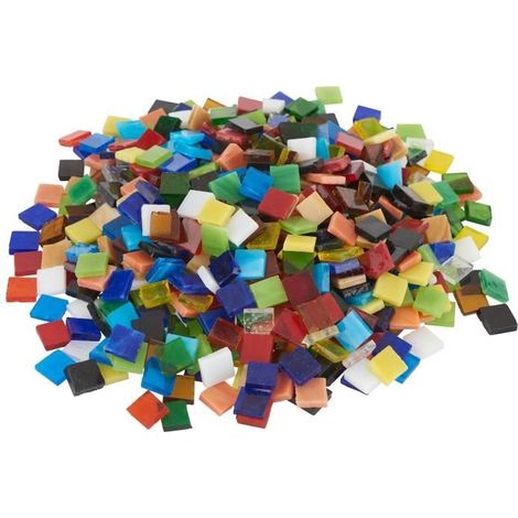 Tesselles de mosaïque - Multicolore - 10x10mm - Translucides et opaques - 454g - Épaisseur 0,3cm