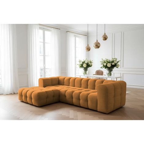 Ecksofa Designersofa SOLVIE in Stoff Moly Orange Ottomane Links (1/3)