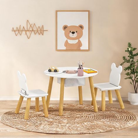 Ensemble table et chaises enfant blanc en bois 60 x 60 x 44 cm (1/5)