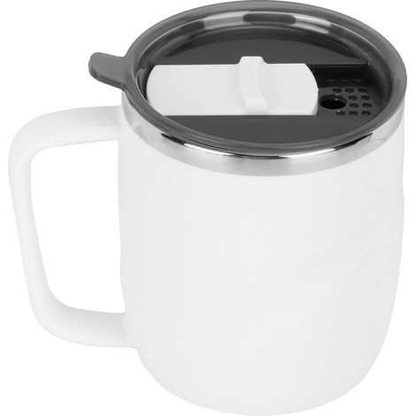 400 ml Kaffeebecher aus Edelstahl, hitzebeständig, mit Deckel, ideal für Zuhause und Büro, tolles Geschenk (Weiß) (1/5)
