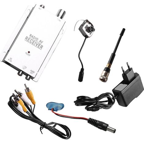 Kit caméra sans fil 1,2 GHz avec récepteur radio AV et alimentation pour la surveillance et la sécurité de votre domicile (prise européenne). (1/5)