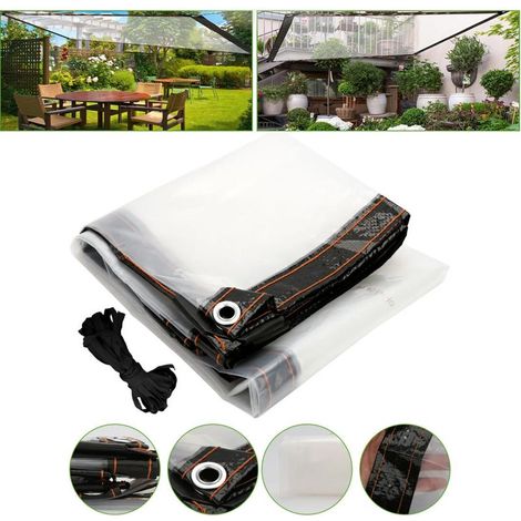 Bâche de protection transparente indéchirable 3x3m – Polyéthylène haute qualité – Œillets en acier inoxydable – Étanche et résistant aux UV (1/5)