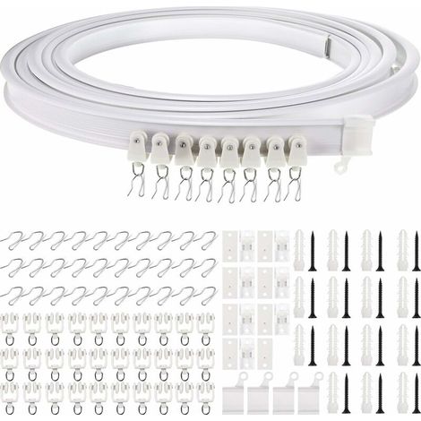 KZQ 5 Mètres Rail de Plafond Pliable Rail de Rideau Incurvé Montage de Rideau de Plafond Flexible Rail de Fenêtres Courbes pour Rail de Rideau avec Système de Rail Rideau Lit Diviseur, Rail de Plafond (1/5)